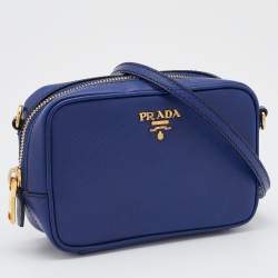 مملوكة مسبقًا Prada Blue Saffiano Lux Leather Mini Camera Crossbody Bag