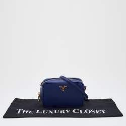 مملوكة مسبقًا Prada Blue Saffiano Lux Leather Mini Camera Crossbody Bag