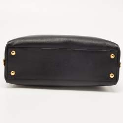 Pre Owned Prada Black Saffiano Lux Leather Pyramid Frame Satchel