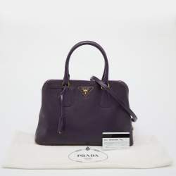 Pre Owned Prada Purple Saffiano Lux Patent Leather Promenade Satchel
