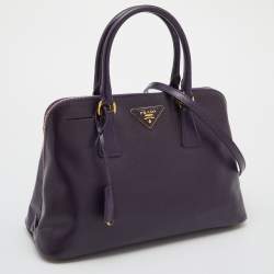 Pre Owned Prada Purple Saffiano Lux Patent Leather Promenade Satchel