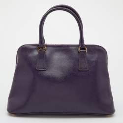 Pre Owned Prada Purple Saffiano Lux Patent Leather Promenade Satchel