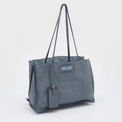 Pre Owned Prada Light Blue Leather Etiquette Tote