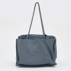 Pre Owned Prada Light Blue Leather Etiquette Tote