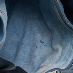 Pre Owned Prada Light Blue Leather Etiquette Tote