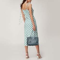 Pre Owned Prada Light Blue Leather Etiquette Tote