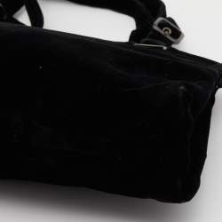 Pre Owned Prada Black Velvet Frame Satchel