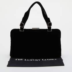 Pre Owned Prada Black Velvet Frame Satchel