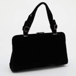 Pre Owned Prada Black Velvet Frame Satchel