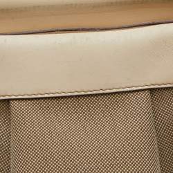 Pre Owned Prada Beige Canvas and Leather Jacquard Logo Satchel
