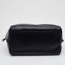 Pre Owned Prada Black Leather Top Zip Boston Bag