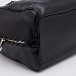 Pre Owned Prada Black Leather Top Zip Boston Bag
