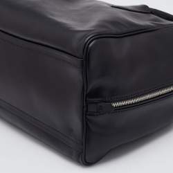 Pre Owned Prada Black Leather Top Zip Boston Bag