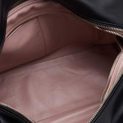 Pre Owned Prada Black Leather Top Zip Boston Bag