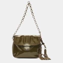 Prada Olive Green Patent Leather Flap Chain Shoulder Bag