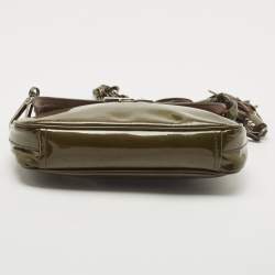 Prada Olive Green Patent Leather Flap Chain Shoulder Bag