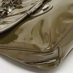 Prada Olive Green Patent Leather Flap Chain Shoulder Bag