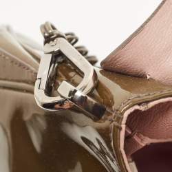 Prada Olive Green Patent Leather Flap Chain Shoulder Bag
