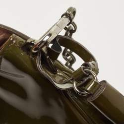 Prada Olive Green Patent Leather Flap Chain Shoulder Bag