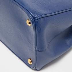Pre Owned Prada Blue  Saffiano Lux Leather Large Double Zip Tote