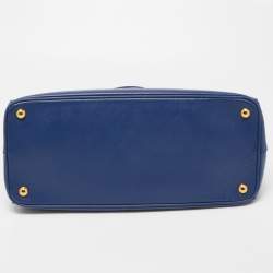 Pre Owned Prada Blue  Saffiano Lux Leather Large Double Zip Tote