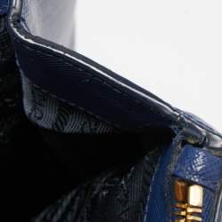 Pre Owned Prada Blue  Saffiano Lux Leather Large Double Zip Tote