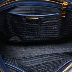Pre Owned Prada Blue  Saffiano Lux Leather Large Double Zip Tote