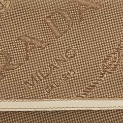 مملوكة مسبقًا Prada Beige Jacquard Logo Canvas and Leather Flap Continental Wallet