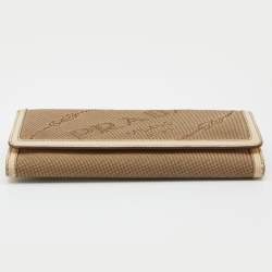 مملوكة مسبقًا Prada Beige Jacquard Logo Canvas and Leather Flap Continental Wallet