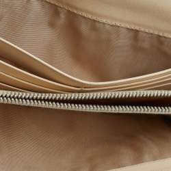 مملوكة مسبقًا Prada Beige Jacquard Logo Canvas and Leather Flap Continental Wallet