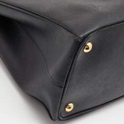 Pre Owned Prada Black Saffiano Leather Medium Galleria Double Zip Tote