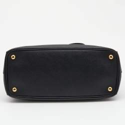Pre Owned Prada Black Saffiano Leather Medium Galleria Double Zip Tote