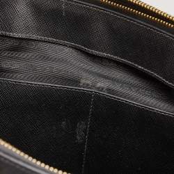 Pre Owned Prada Black Saffiano Leather Medium Galleria Double Zip Tote