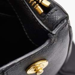 Pre Owned Prada Black Saffiano Leather Medium Galleria Double Zip Tote