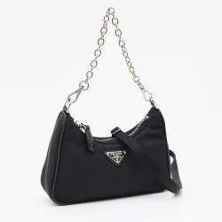 Pre Owned Prada Black Nylon and Leather Mini Re-Edition 2005 Crossbody Bag