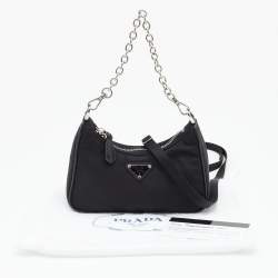 Pre Owned Prada Black Nylon and Leather Mini Re-Edition 2005 Crossbody Bag