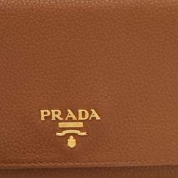 Prada Tan Leather Flap Wristlet Wallet