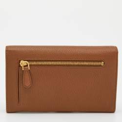 Prada Tan Leather Flap Wristlet Wallet