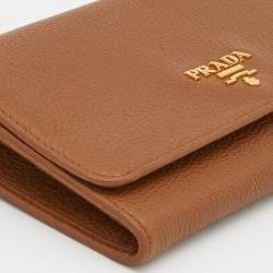 Prada Tan Leather Flap Wristlet Wallet