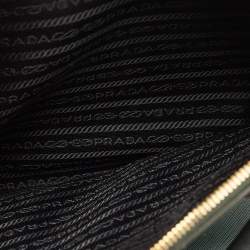 Pre Owned Prada Dark Green Saffiano Leather Medium Double Zip Tote