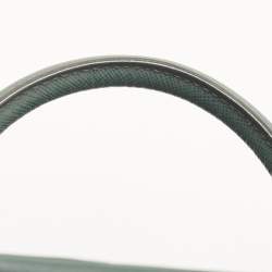 Pre Owned Prada Dark Green Saffiano Leather Medium Double Zip Tote