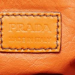 Prada Orange/Olive Green Suede and Leather Duffel Bag