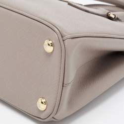 Pre Owned Prada Grey Saffiano Lux Leather Mini Double Zip Tote