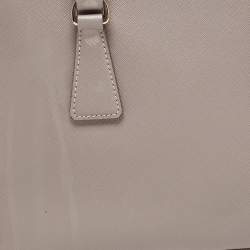 Pre Owned Prada Grey Saffiano Lux Leather Mini Double Zip Tote