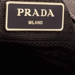 Pre Owned Prada Grey Saffiano Lux Leather Mini Double Zip Tote