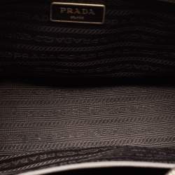 Pre Owned Prada Grey Saffiano Lux Leather Mini Double Zip Tote