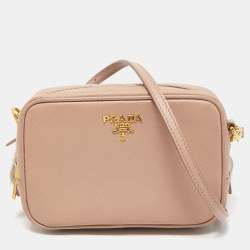 Prada Pink Saffiano Lux Leather Camera Crossbody Bag For Sale at 1stDibs