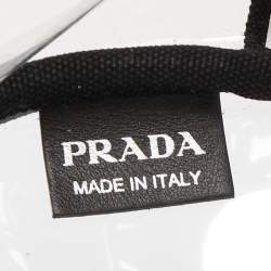 Prada Black/Clear PVC and Canvas Logo Beach Tote