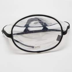 Prada Black/Clear PVC and Canvas Logo Beach Tote