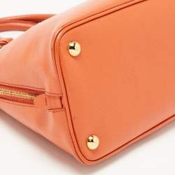 Pre Owned Prada Orange Saffiano Lux Leather Dome Satchel
